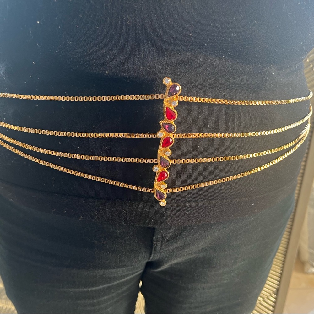 Gold gem chain belt